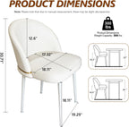 JPBSTO Swivel Vanity Chair No Wheels, Armless Desk Chair with Metal Legs, Single Dining Chair with Ergonomic Back for Bedroom, Office, Dining Room, Beige