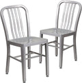 Flash Furniture Gael Indoor/Outdoor Modern Metal Dining Chairs, Commercial-Grade Galvanized Steel Restaurant Chairs, Set of 2, Silver | Indoor/Outdoor Use