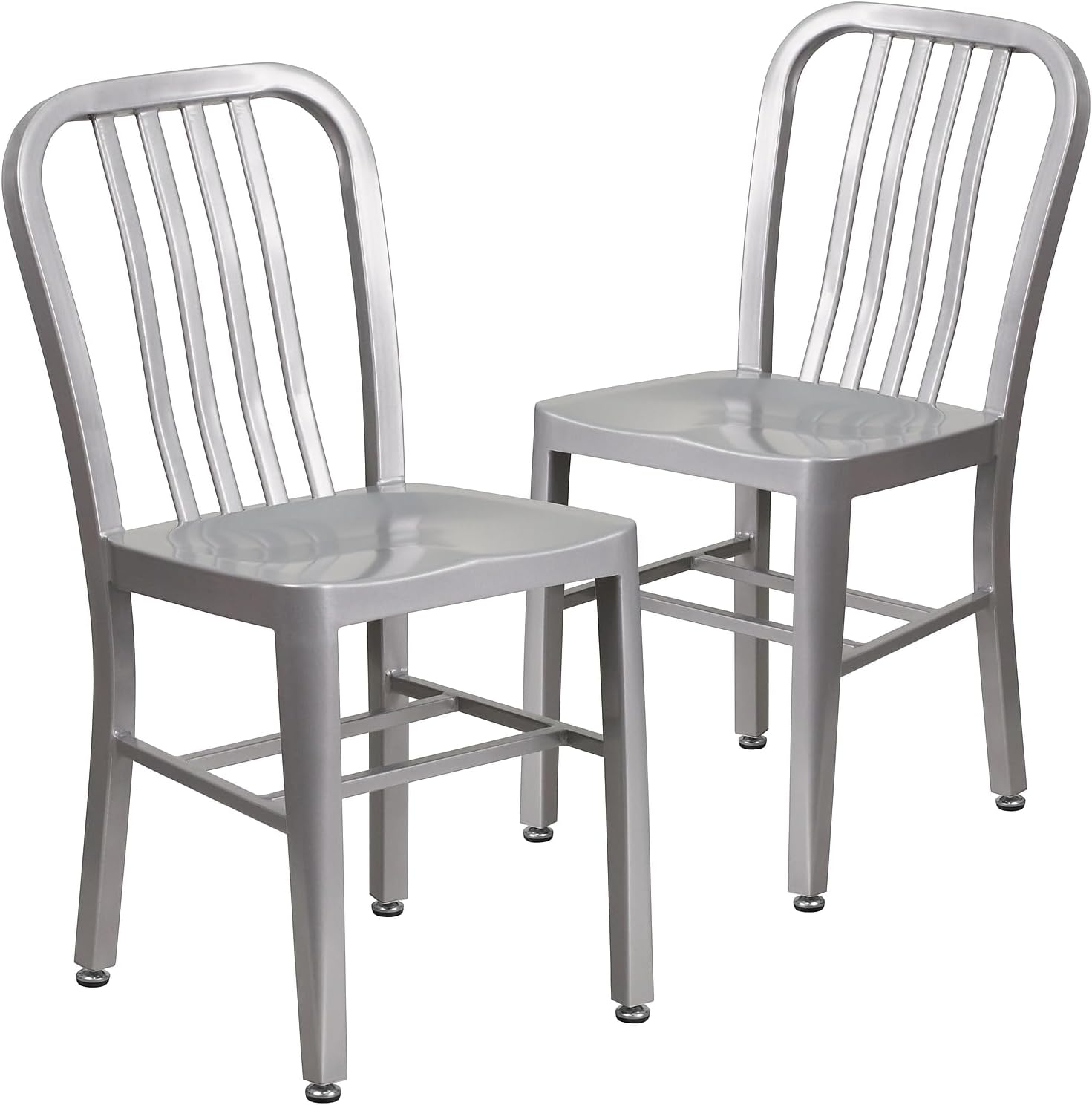 Flash Furniture Gael Indoor/Outdoor Modern Metal Dining Chairs, Commercial-Grade Galvanized Steel Restaurant Chairs, Set of 2, Silver | Indoor/Outdoor Use