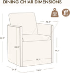 Watson & Whitely Upholstered Dining Chair with Casters, Modern Dining Room Chair with Hidden Seat Storage & Wood Arms, Rolling Dining Chair Chenille Armchair for Kitchen, Living Room, Linen