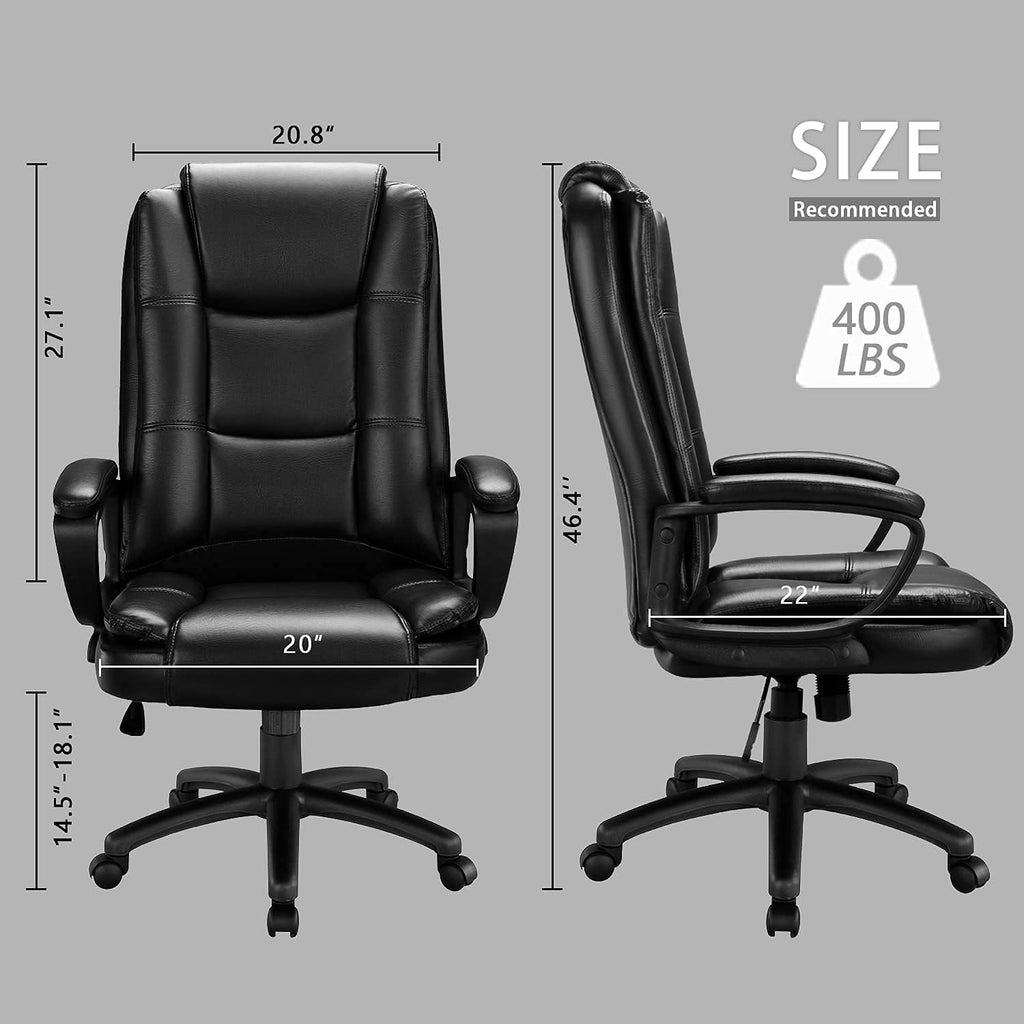 OFIKA Office Chair Computer Desk Chair Gaming - Ergonomic High Back Cushion Lumbar Support with Wheels Comfortable Black Leather Racing Seat Adjustable Swivel Rolling Home Executive (Black)