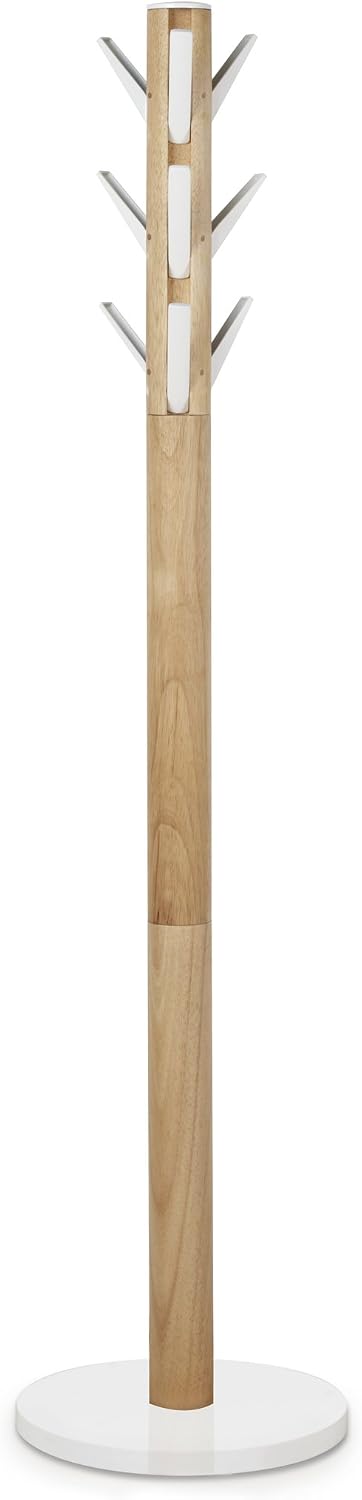 Umbra Flapper Coat Rack, Flip Down Clothing Rack, 9 Hooks, White/Natural