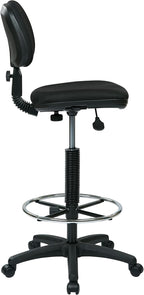 Office Star DC Series Adjustable Drafting Chair with Foot Ring and Sculptured Foam Seat, Icon Black Fabric