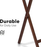 PJ Wood - Folding Wood TV Tray Table - Honey Oak, 10-Piece Set | Rectangular Design, Cross Base, 14.57 in W x 19.09 in L x 26 in H, Indoor Use, Assembly Required, Screwdriver Hammer Needed