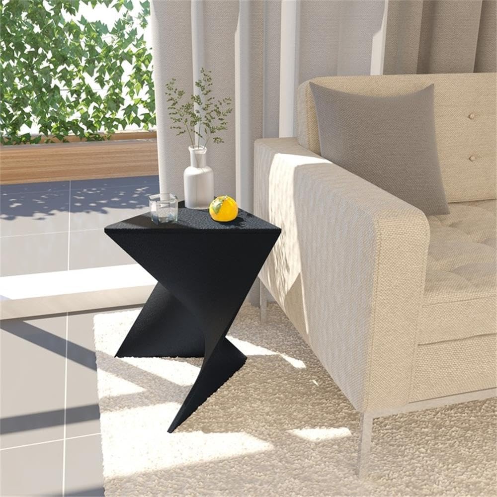 BOWERY HILL Contemporary Plastic Triangle End Table, Black Finish, 17 in H x 15.75 in W x 15.5 in D, Stackable Lightweight Design, Durable Versatile Stool or Side Table for Living Room or Bedroom