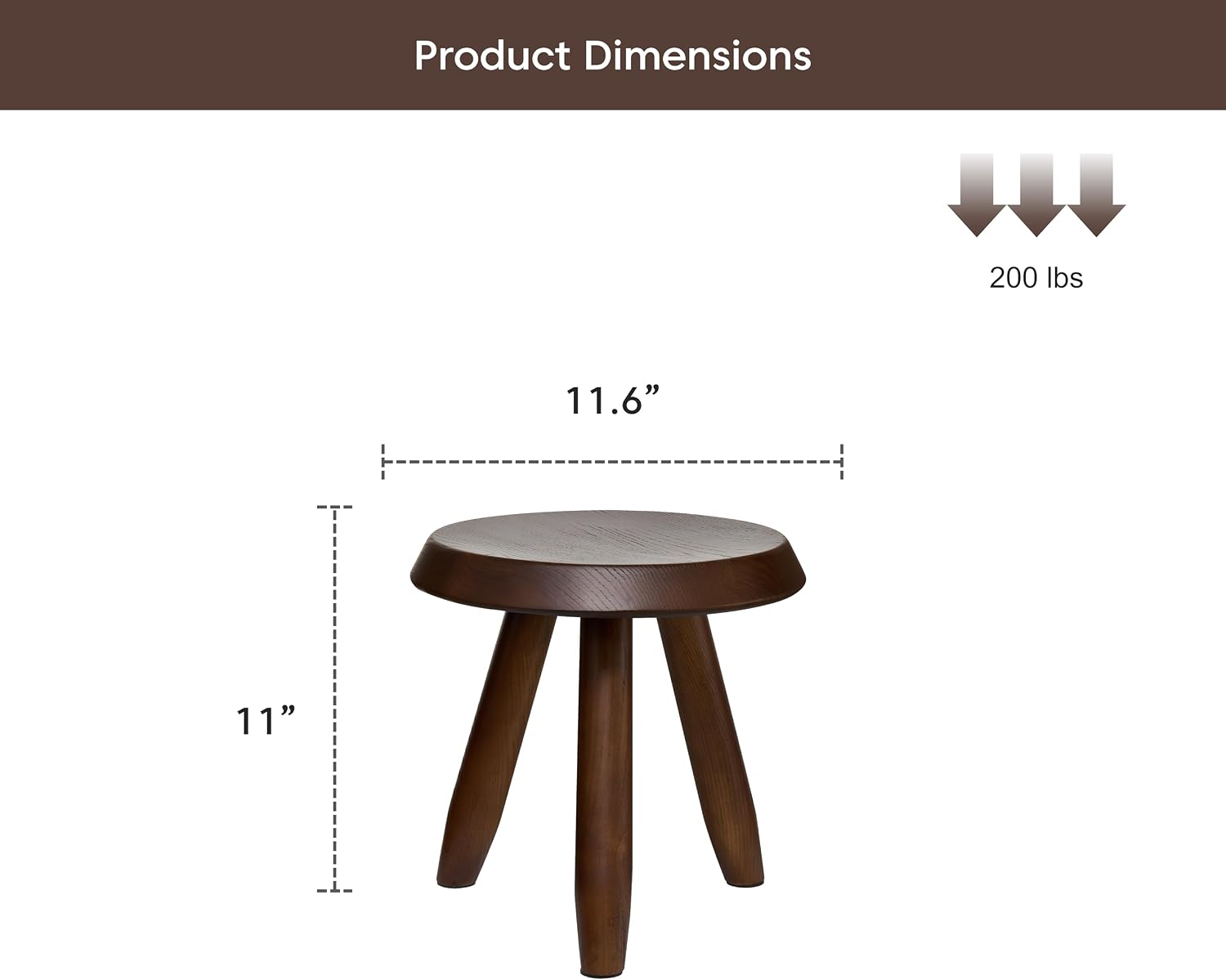 Tabouret Walnut Stool – Handcrafted Hardwood Seating Inspired by Charlotte Perriand, Artisan-Made Small Side Table, Nightstand, Footstool, or Plant Stand – Premium Walnut Finish