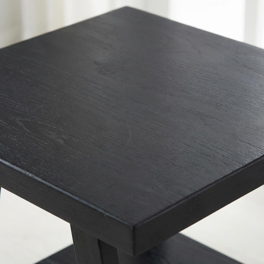 Furnifact Black, End Side Table, MDF Construction, Open Shelf, Durable Home Design, Warm Stylish Finish, Quality Build for Home