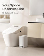 Cesun Small Bathroom Trash Can with Lid Soft Close, Step Pedal, 5 Liter / 1.3 Gallon Stainless Steel Garbage Can with Removable Inner Bucket, Waste Basket for Bathroom, Bedroom (White)