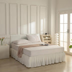 Bed Skirt Queen Size Ruffled Bed Skirt with Split Corners, Queen Bed Skirts 14 Inch Drop with Platform, 14'' Queen -Ivory