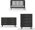Child Craft Cranbrook 3-Piece Nursery Set, Includes 4-in-1 Convertible Crib, Dresser and Chest, Crib Grows with Your Baby (Ebony)