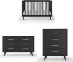 Child Craft Cranbrook 3-Piece Nursery Set, Includes 4-in-1 Convertible Crib, Dresser and Chest, Crib Grows with Your Baby (Ebony)