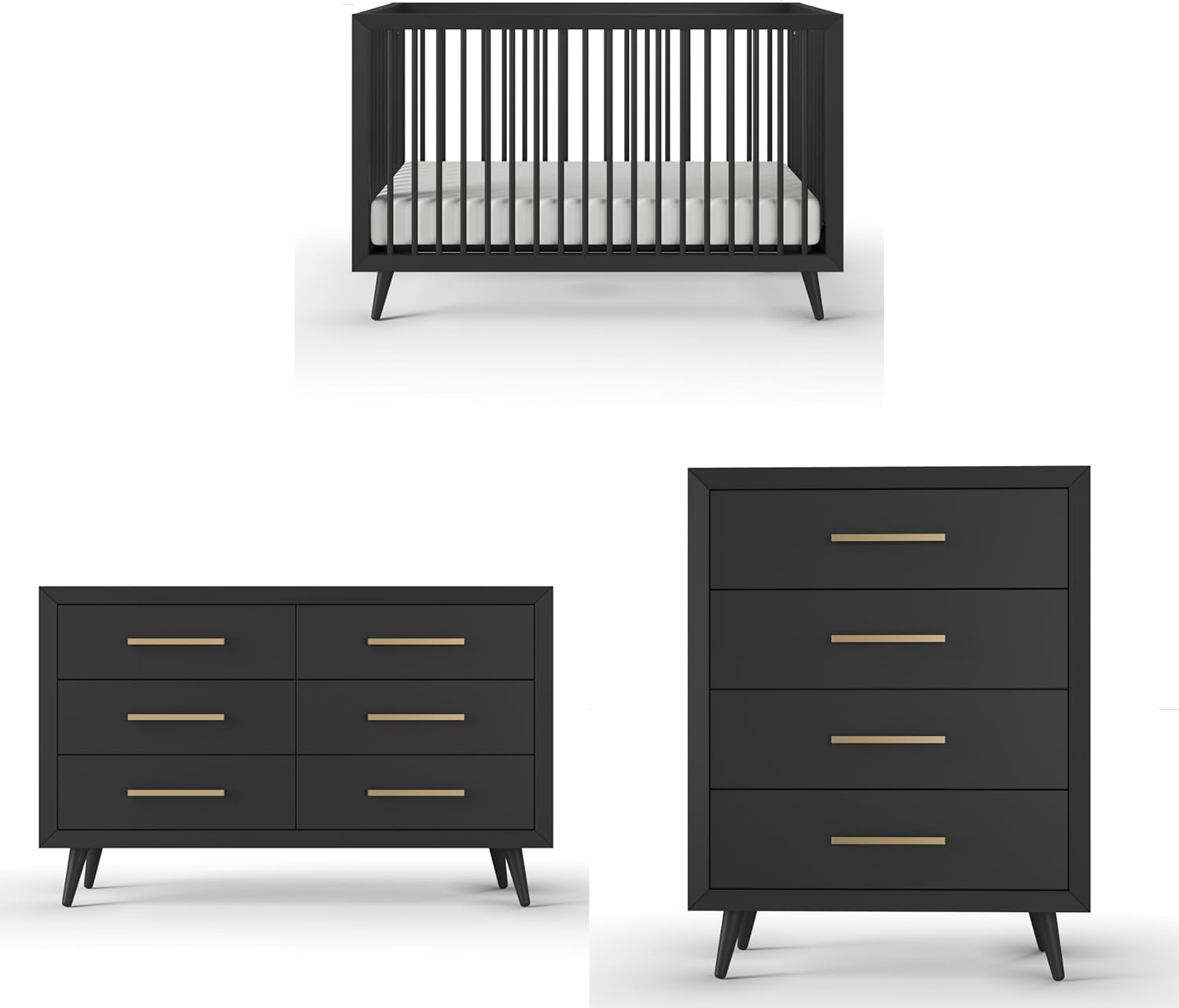 Child Craft Cranbrook 3-Piece Nursery Set, Includes 4-in-1 Convertible Crib, Dresser and Chest, Crib Grows with Your Baby (Ebony)