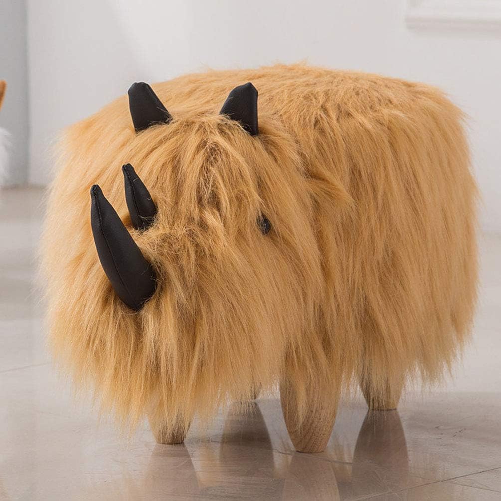 Precioso puf con Forma de Animal de Lovely Simplicity, reposapiés acolchado con cojín de rinoceronte de dibujos animados, Ideal para niños o adultos, de aspecto Afelpado, tamaño: 71 * 35 * 3