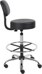 Nicer Interior Medical/Drafting Stool with Back Cushion Black