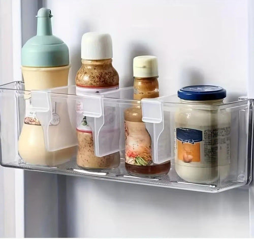 10 Pcs Thick Adjustable Transparent Refrigerator Side Door Organizers, Multifunctional Storage Space Saver Bins
