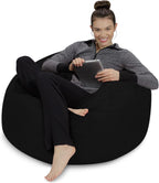 Sofa Sack Bean Bag Chair - Plush, Ultra Soft - Memory Foam Bean Bag Chair with Microsuede Cover - Stuffed Foam Filled Furniture and Accessories for Dorm Room 3 Feet - Midnight Black