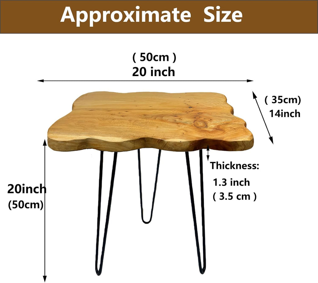 Live Edge Cedar End Table, 20" x 14" x 20" Small Side Table, Natural Wood Slab Small Coffee Table with Hairpin Legs, Rustic Wooden Nightstand, Plant Stand for Living Room, Bedroom, Office