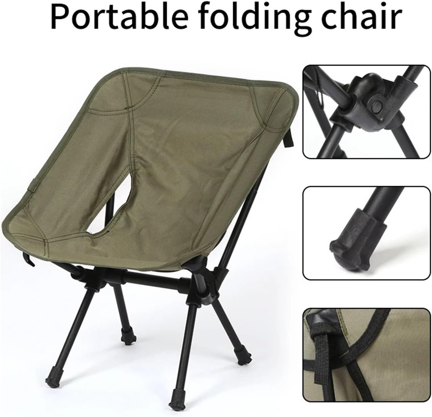 Ultralight Detachable Folding Camping Chair | Portable outdoor seat for beach, BBQ, hiking and picnic(Army Green L)