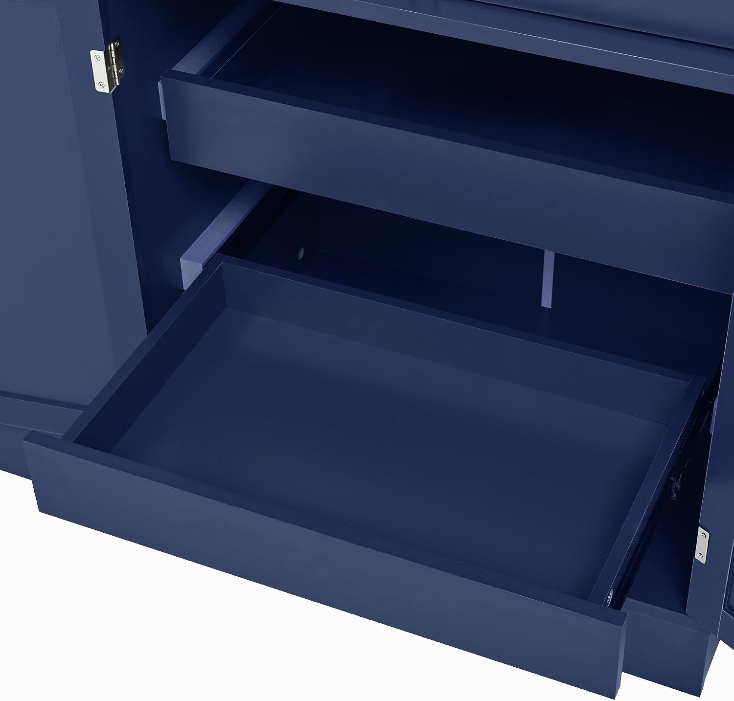 Polibi Freestanding Buffet with Hutch, Tall Kitchen Pantry Cabinet with 4 Drawers, Door Shelves,Glass Doors & Pull-Out Trays, for Dining Room Living Room,47.2x15.7x75inch,Blue