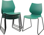 KLASIKA Stacking Chairs, Stackable Waiting Room Chairs, Conference Chair with Back & Church Chairs No Wheels with Metal Legs, Suitable for Offices Conference Training Waiting Room Set of 4, Green