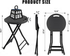 Folding Stool, 18 Inch Foldable Stool with Handle & Steel Frame, Folding Bar Stools, 500lbs Sturdy Foldable Lightweight Metal Chair for Camping, Indoor and Outdoor, Black