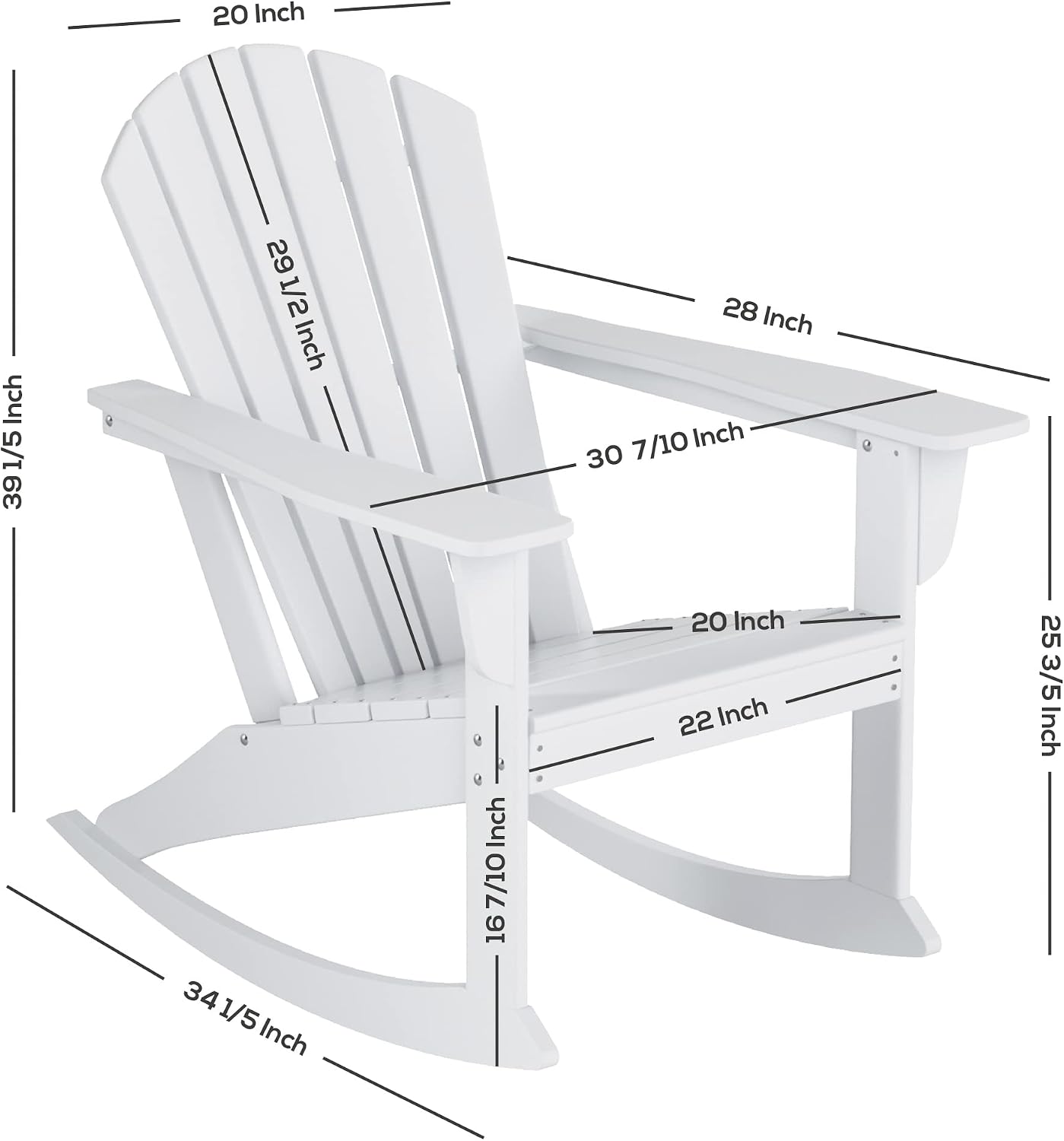 WestinTrends Dylan Outdoor Patio Poly Plastic Adirondack Rocking Chair, Orange