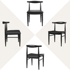 Yaheetech Dining Chairs Set of 6 Mid Century Modern Leather Dining Room Chairs with Armless Backrest & Metal Legs for Kitchen, Living Room, Black