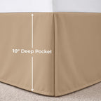 Dee's Collection King Size Bed Skirt 10" Drop Hotel Quality Pleated Dust Ruffle with Platform Style Secure Fit, Split Corners, Wrinkle & Fade Resistant Microfiber, Tailored Classic Look, Taupe