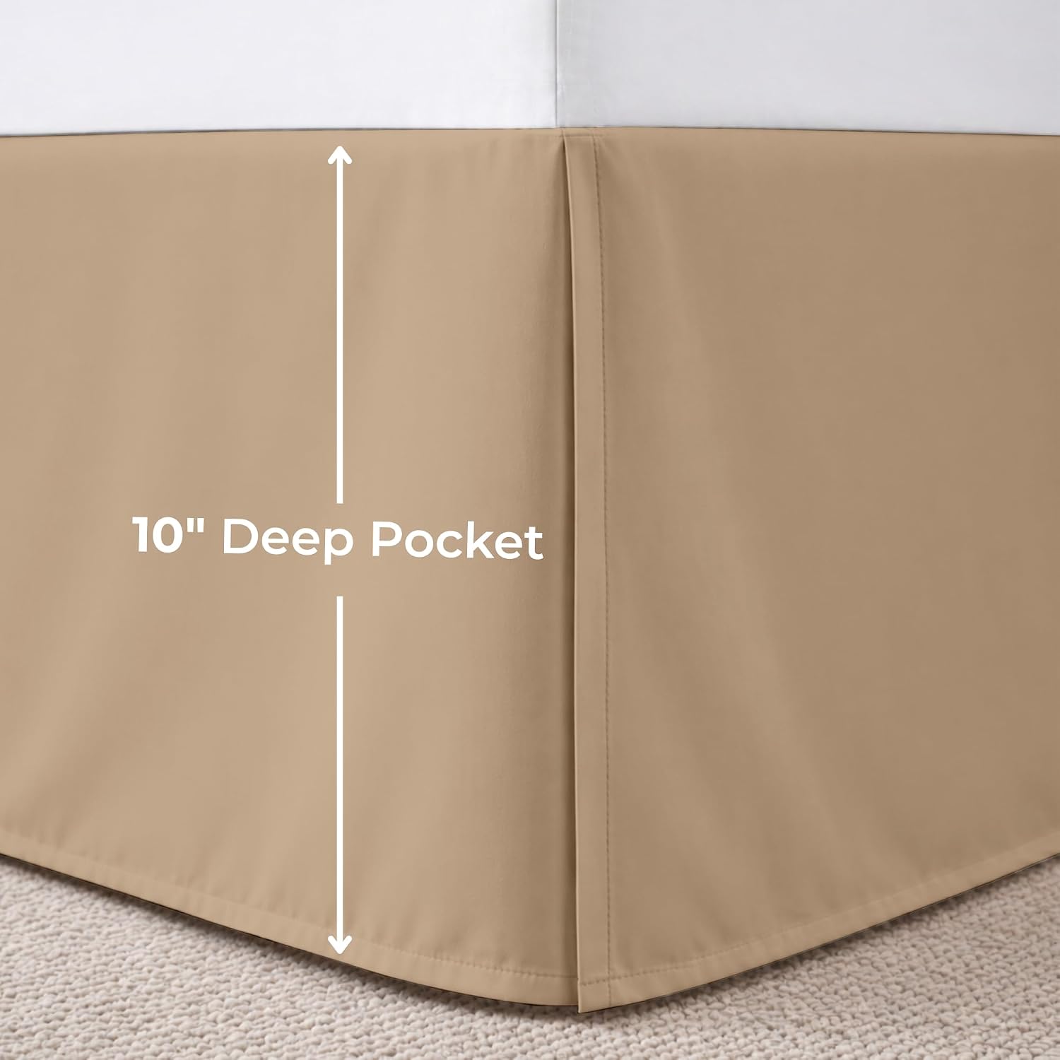 Dee's Collection King Size Bed Skirt 10" Drop Hotel Quality Pleated Dust Ruffle with Platform Style Secure Fit, Split Corners, Wrinkle & Fade Resistant Microfiber, Tailored Classic Look, Taupe