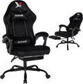 Velvet Gaming Chair, Ergonomic High Back Racing Chair with Footrest, Spring Wide Cushion, Adjustable Headrest & Lumbar Support, 90-135° Recline, 360° Swivel, 300lbs for Home Office, Black