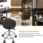 KKTONER Round Rolling Stool Chair PU Leather Height Adjustable Swivel Drafting Work SPA Shop Medical Salon Stools with Wheels Office Chair Small (Black)