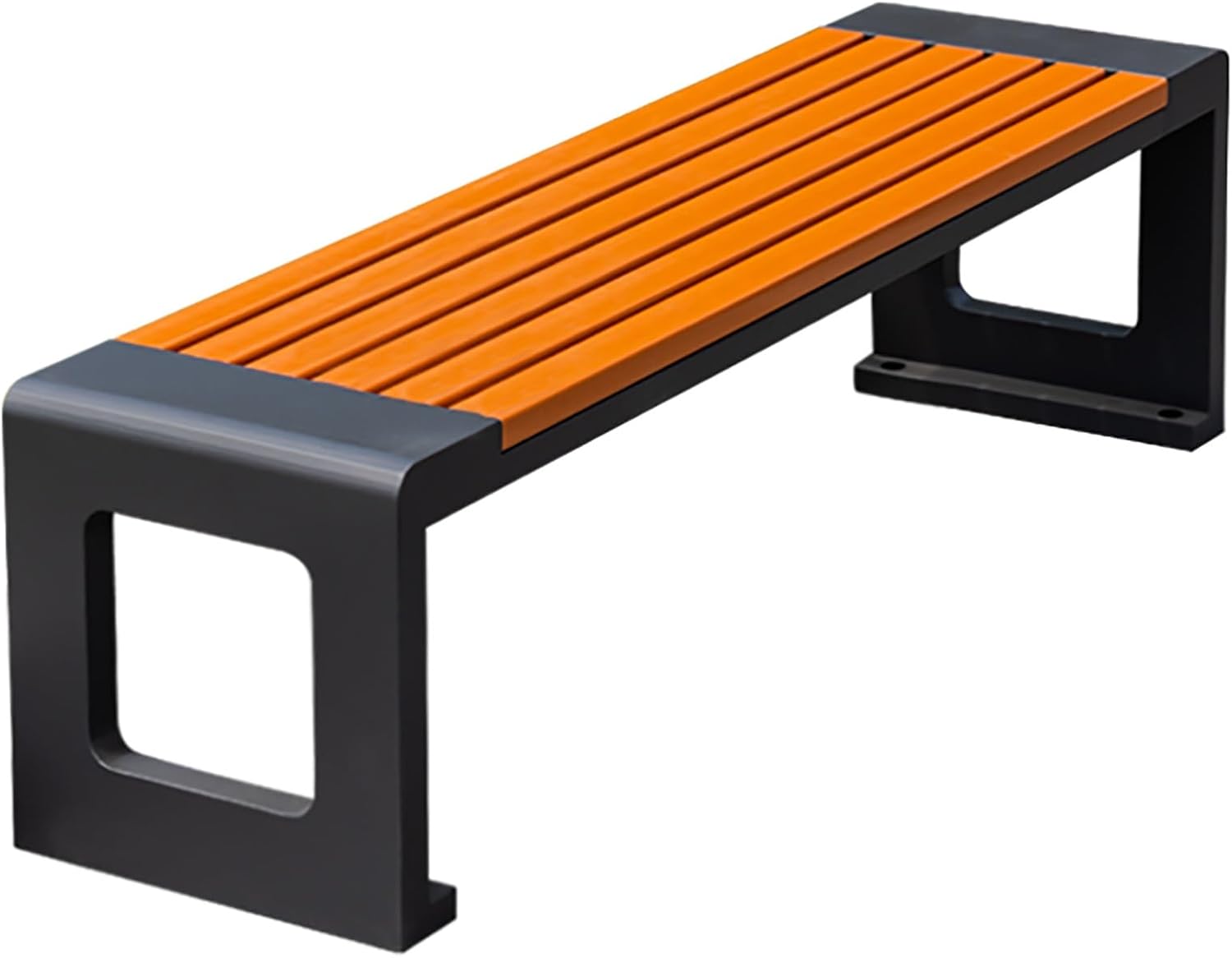 Outdoor U-Shaped Park Bench, Backless Slatted Garden Benches, One-Piece Design, No Assembly, for Yard, Lawn, Porch Bench(Small)