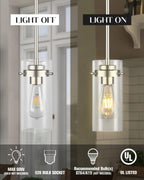 EAPUDUN Pendant Light (2 Packs), Kitchen Ceiling Hanging Light, Adjustable Height, Kitchen Light Fixtures Brushed Nickel Pendant Lights, Farmhouse Pendant Lighting for Sink Island, Home Décor Lighting