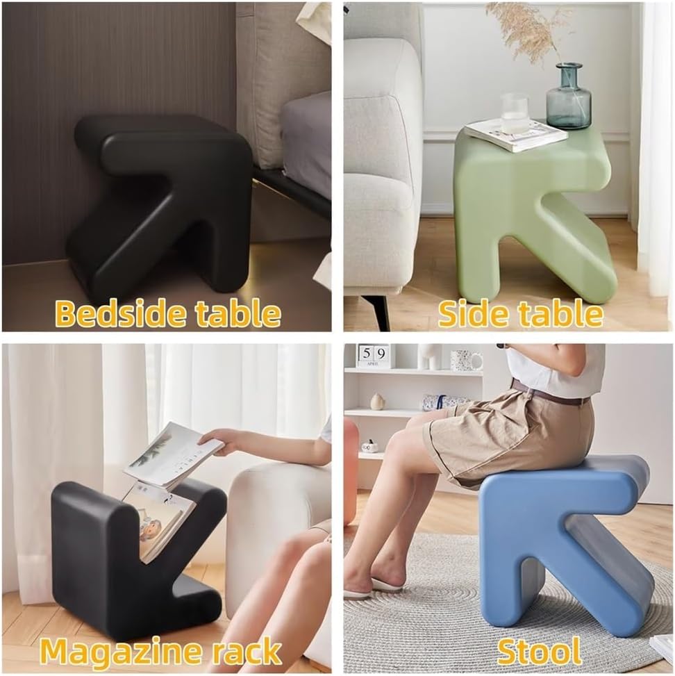 Modern PE Sofa Side Table, Creative End Table, Bedside Table, Magazine Rack, Versatile Cube Ottoman, for Bedroom, Living Room, Balcony(Orange)