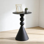 Metal Martini Table, 15.7" Small Drink Table with Round Pedestal Design, Modern Nightstand Accent End Tables for Living Room Bedroom Sofa Corner Office (Black)