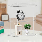 Acrylic Corner Side Table, 3 Tier Triangular End Table, Small Side for Living Room Bedroom Study Arrangement, Stable and Space Saving, 8.9 X 8.9 X 11.8in