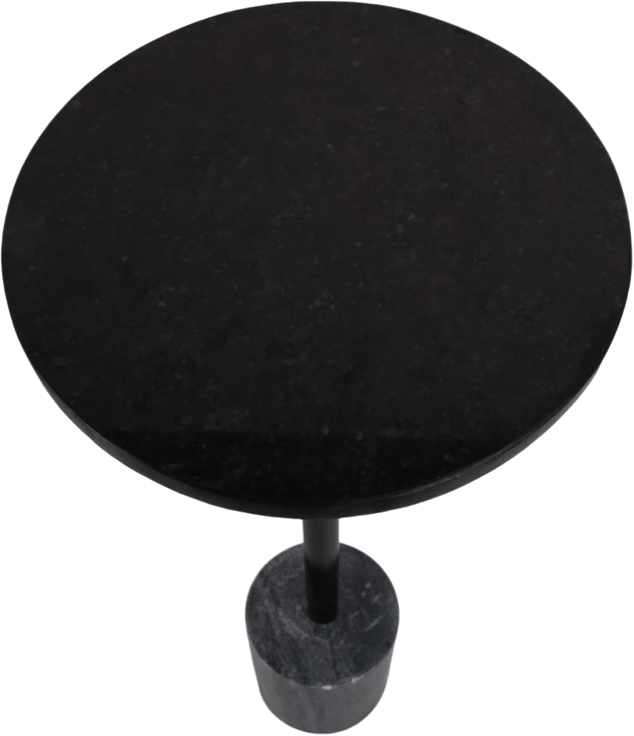 Home Decor End Table, Side Table, or Night Stand - Elegant Slim Metal Accent Table with Marble Top and Base for Bedroom or Living Room - Minimal Design Perfect for Big and Small Spaces - 24" Black