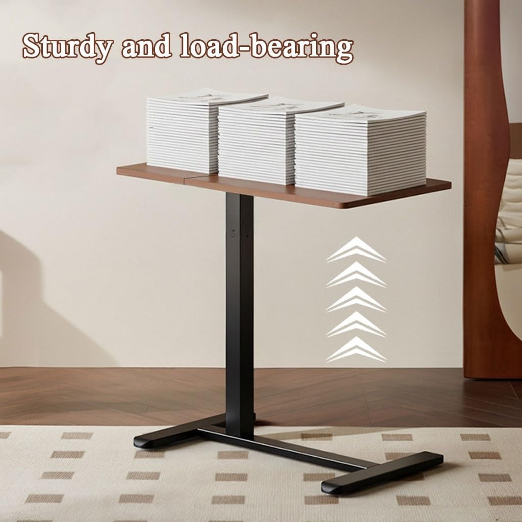 YCKEGEW Adjustable Overbed Bedside Table with Wheels,Hospital Bed Table with Tilt Top,Rolling Laptop Desk,Standing Desk for Home & Office Use(White)