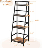 4-Tier Trapezoid Liquor Stand for Home Bar, Stepped Wine Rack Freestanding Floor Liquor Cabinet for Whiskey Wine, Versatile Corner Wine Bottle Display Stand with Fences, Vintage Brown（Patent Pending）