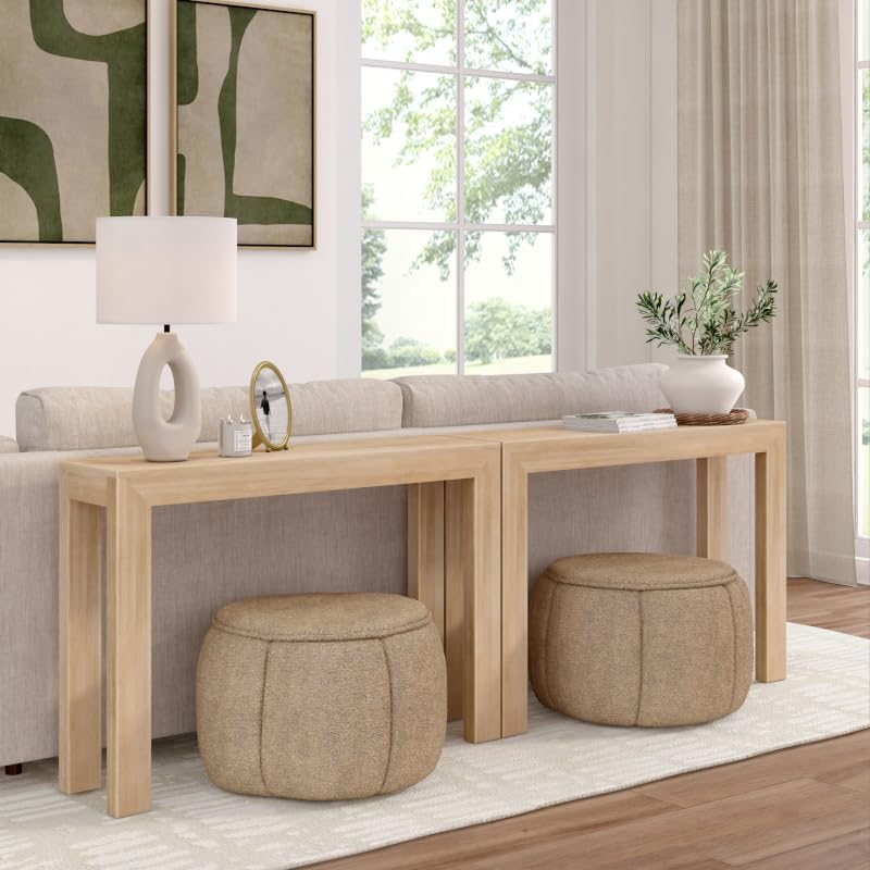 Plank+Beam Modern Solid Wood Console Table, 46 Inch, Sofa Table, Narrow Entryway Table for Hallway, Behind The Couch, Living Room, Foyer, Easy Assembly, Blonde
