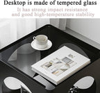 Rolling Side Table with Storage, Metal Frame Square Coffee Table, Mobile Nightstand with Glass Top, Minimalist End Table for Bedroom, Living Room(White)