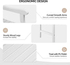 VINGLI 50" Outdoor Wood Bench, Weatehr Resistant Wooden Garden Patio Bench with Comfortable Backrest & Curved Armrest, 800lb Capacity Loveseat for Front Porch Park Yard Deck (White, Geometric)