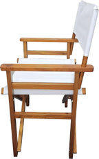 SSLine Set of 2 Professional Director Chairs Portable Folding Dining Height Directors Chair w/Wood Frame and Canvas Lightweight Camping Lawn Chair (White/2PC-19 H)