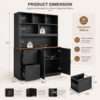 NORTHSKY 72'' Tall Bookshelf with Power Outlet, 2 Drawer File Cabinet for A4 Hanging Files, 3-Tier Open Shelves & Closed Storage Cabinets, Multifunctional Printer Stand - Black