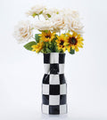 Ceramic Modern Checker Vase for Home Decor, Aesthetic Decoration for Livng Room, Bedroom, Kitchen, Minimalism Abstract Flower Vase Boho Chi, Wabi-Sabi, Hand-Pinched Pottery