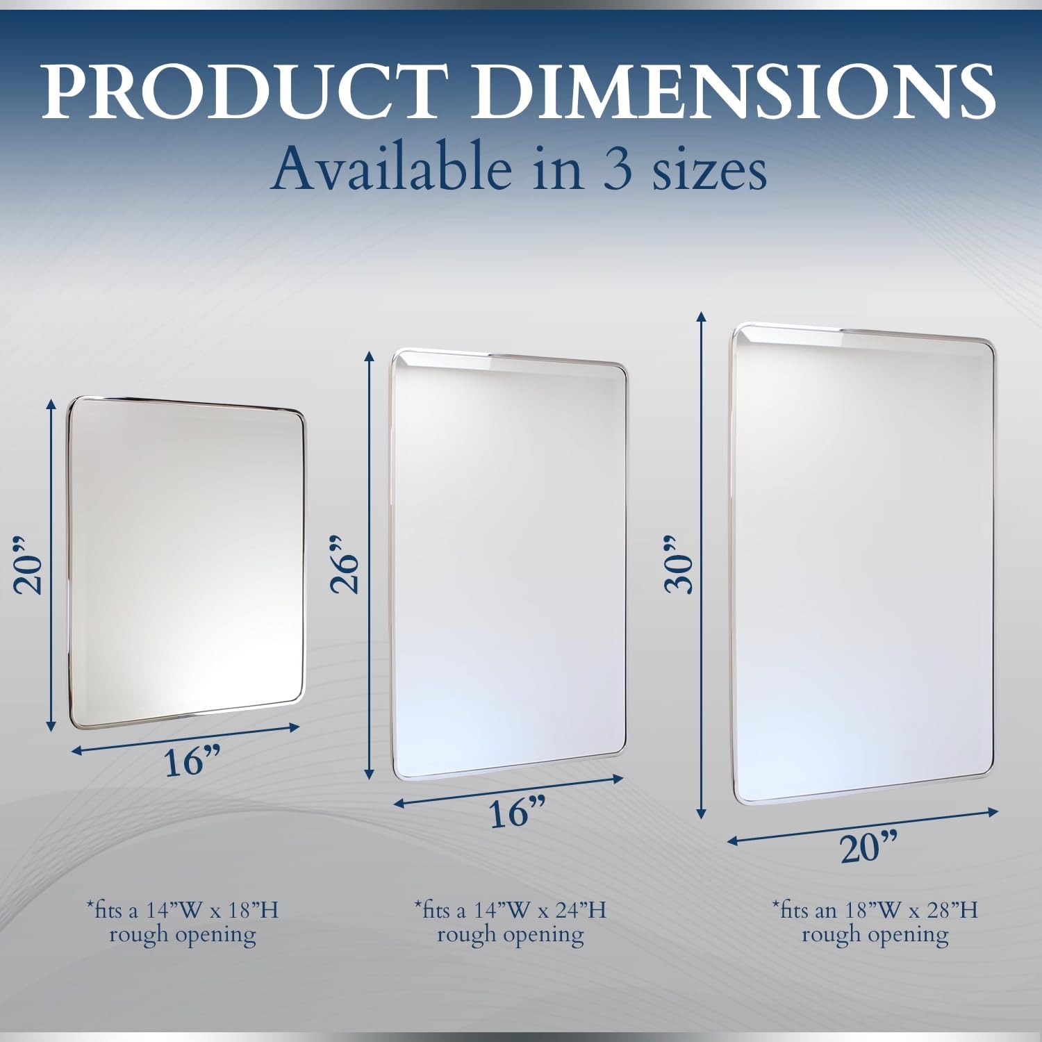 16x26 Austin Farmhouse Metal Framed Rounded Rectangle Recessed Bathroom Medicine Cabinet, Beveled Mirror, 14x24 in-Wall Opening, powder-coated Steel, Adjustable Glass Shelves, Magnet Close, Black