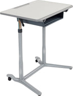 ECR4Kids 3S Mobile Adjustable Open Front Desk, Sit Stand, and Store, Classroom Furniture, Grey
