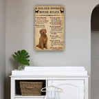 Panfegzi Golden Doodle Dog House Rules Retro Poster Wall Art Pictures for Bedroom Deco Home Canvas Colouring Painting Decoration Print Artwork Giclee (16.00''x24.00'',Unframed)