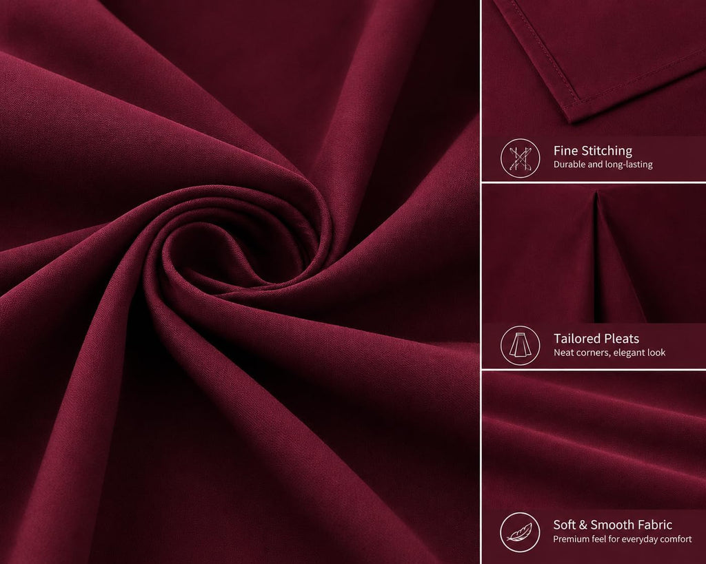 Box Pleated Bed Skirt – 100% Egyptian Cotton, 11 Inch Drop Bed Frame Cover Easy to Put On Hotel Class Luxurious Bedding (Wine, Queen, 11 Inch Drop)
