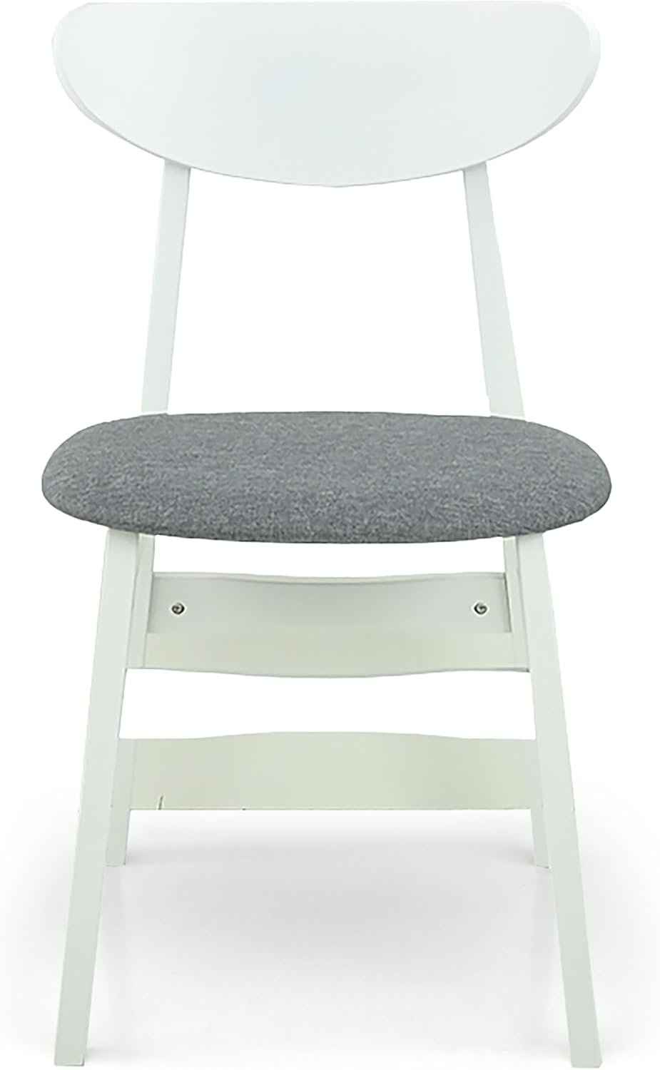 Set of 5 Dining Kitchen Round Table and 4 Yumiko Side Chairs Solid Wood w/Padded Seat, White Color